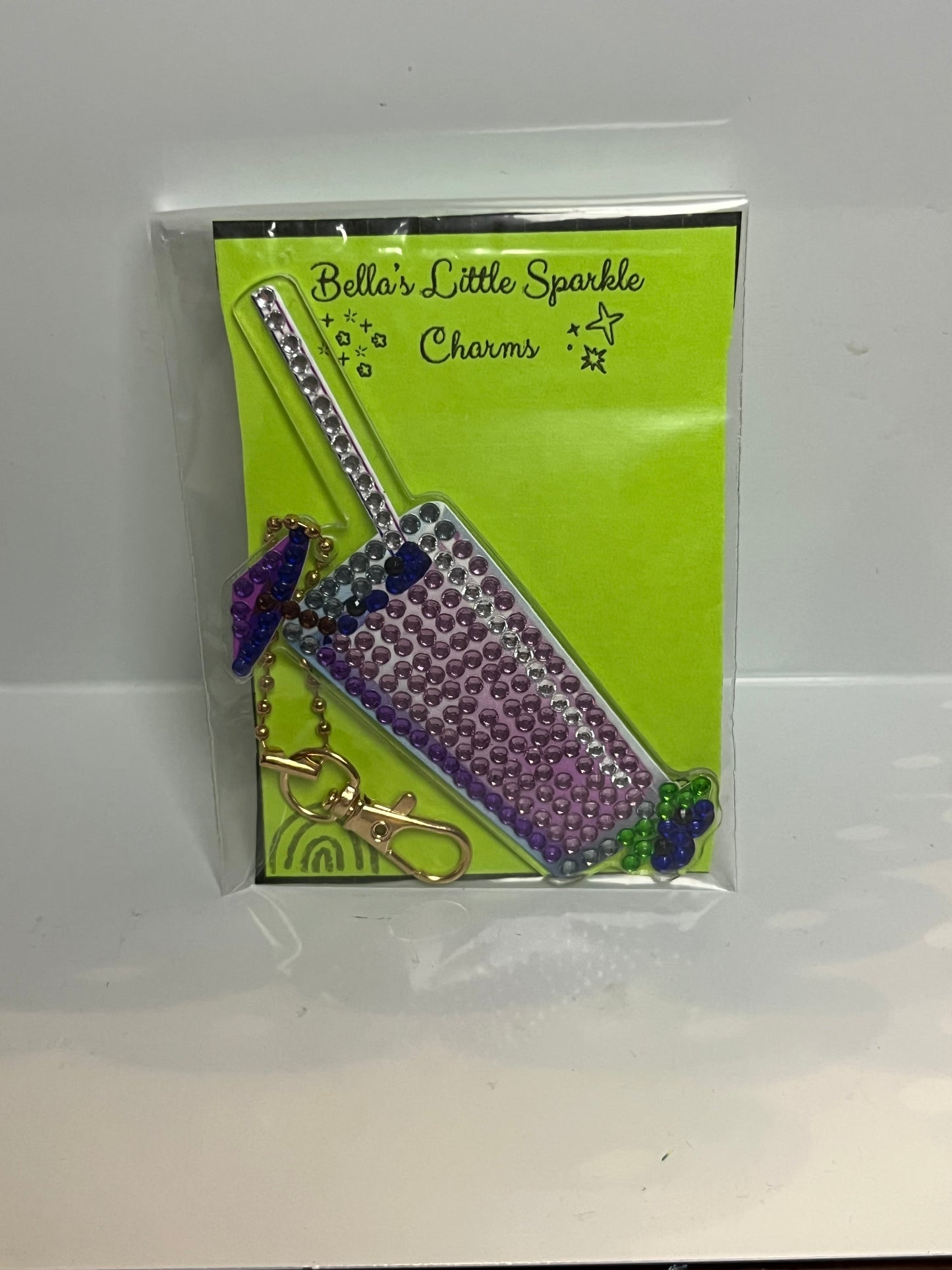 Tall Purple Umbrella Drink Keychain