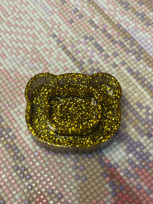 Resin Gold Bear Trash Tray Cover Minder