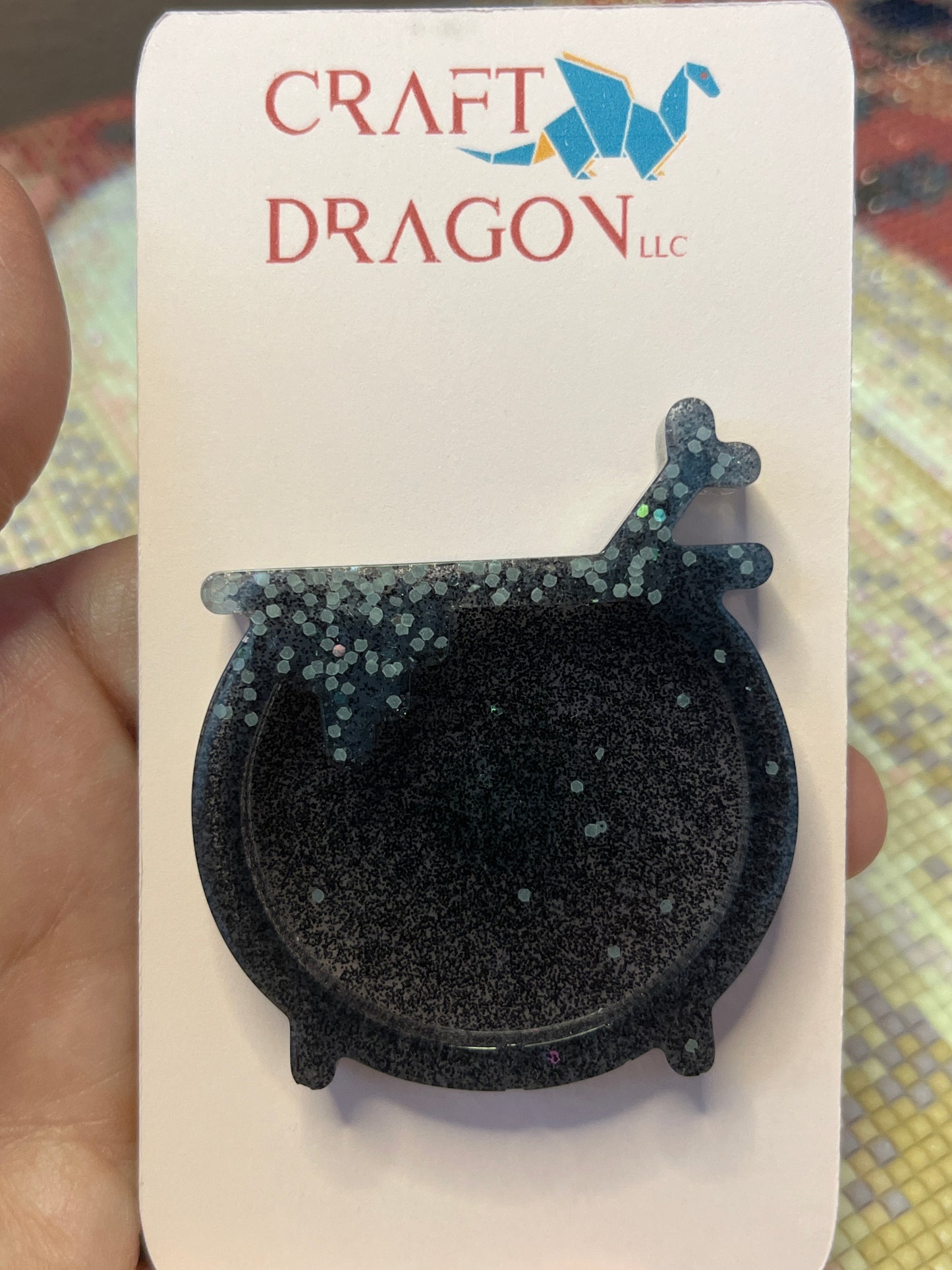Resin Black Cauldron Trash Tray Cover Minder