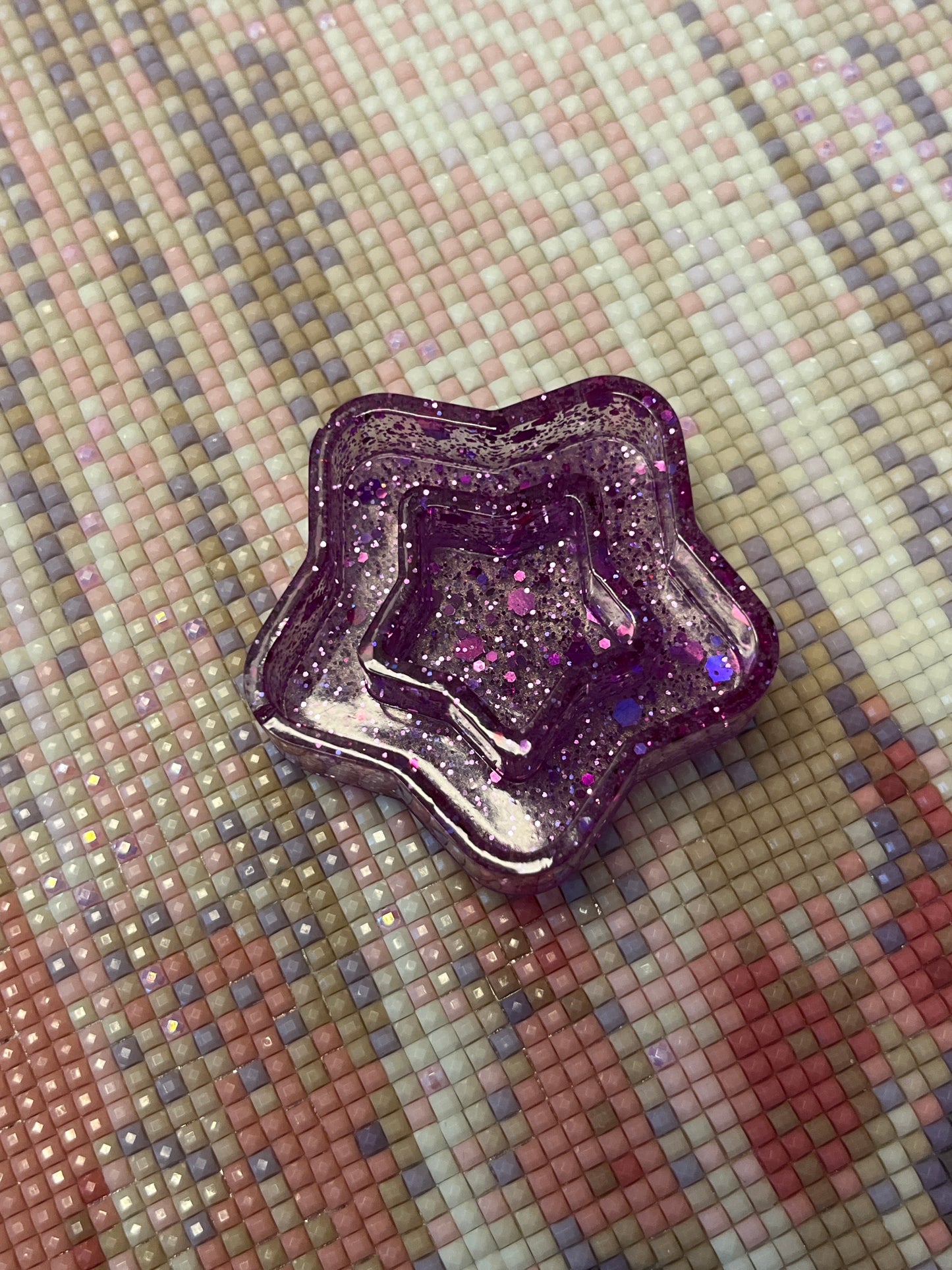 Resin Purple Glitter Star Trash Tray Cover Minder