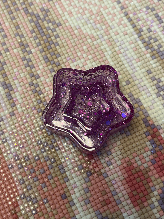 Resin Purple Glitter Star Trash Tray Cover Minder