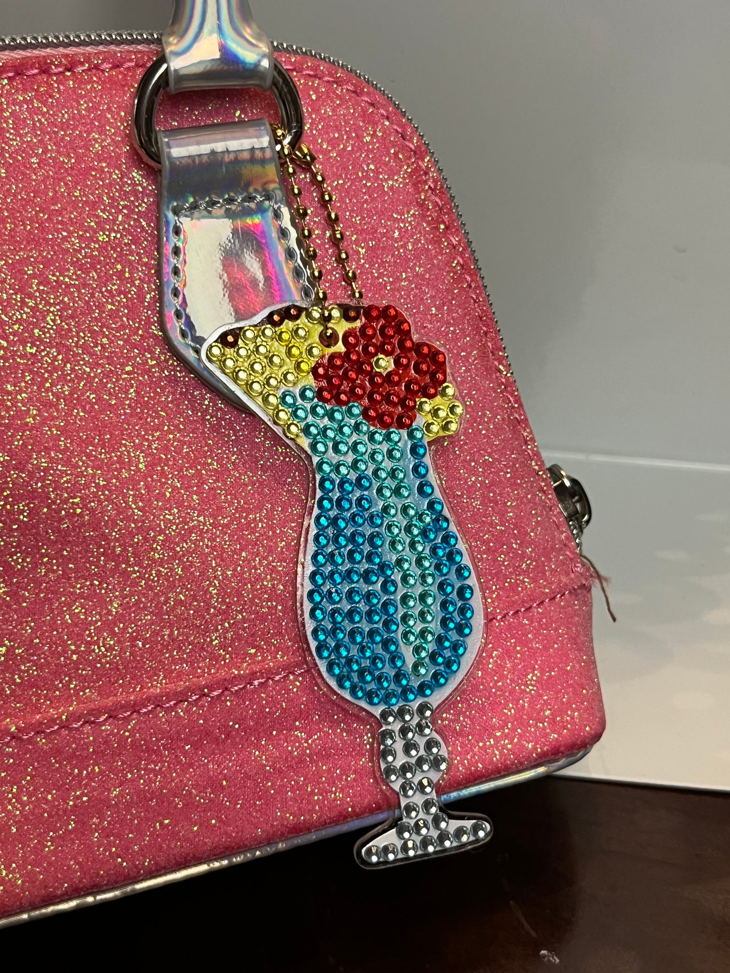 Tall Blue Tropical Drink Keychain