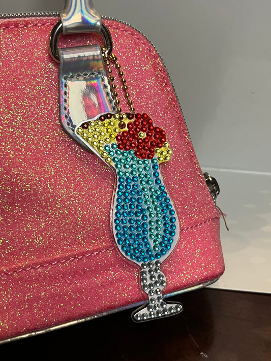 Tall Blue Tropical Drink Keychain