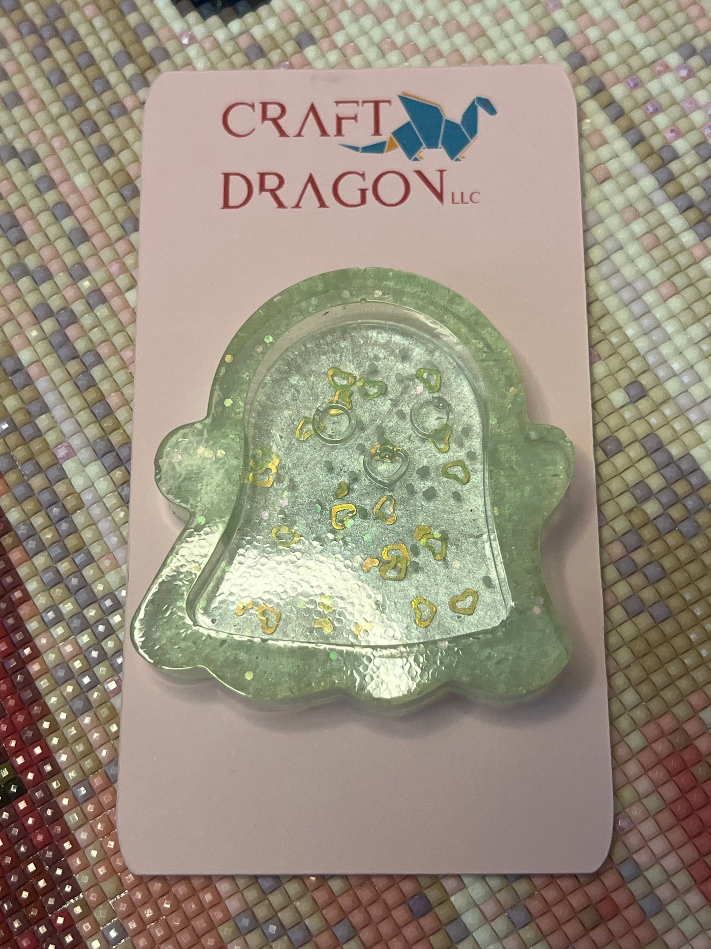 Resin Happy Ghost Confetti Trash Tray Cover Minder