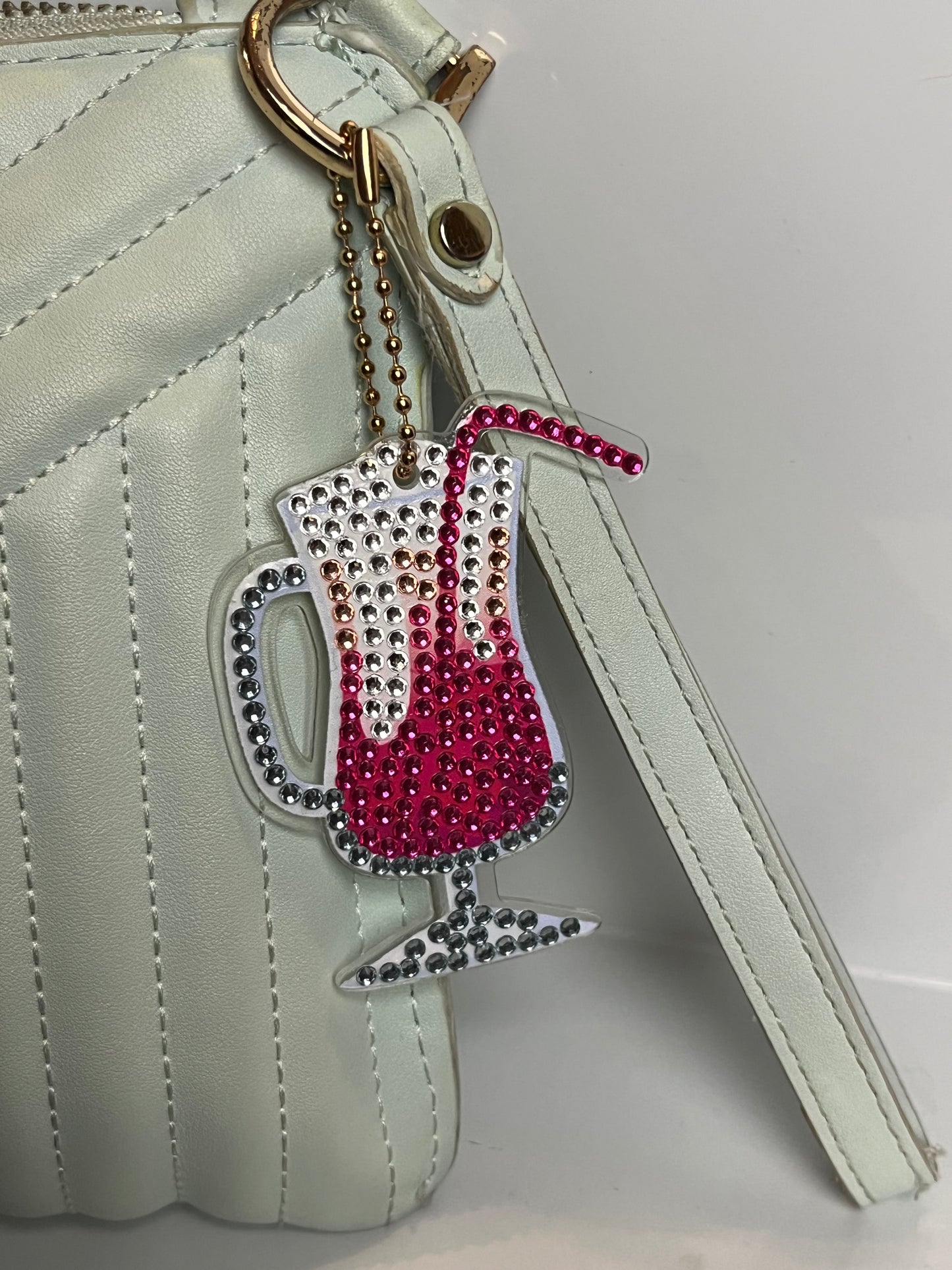 Pink Drink with a Pink Straw Keychain