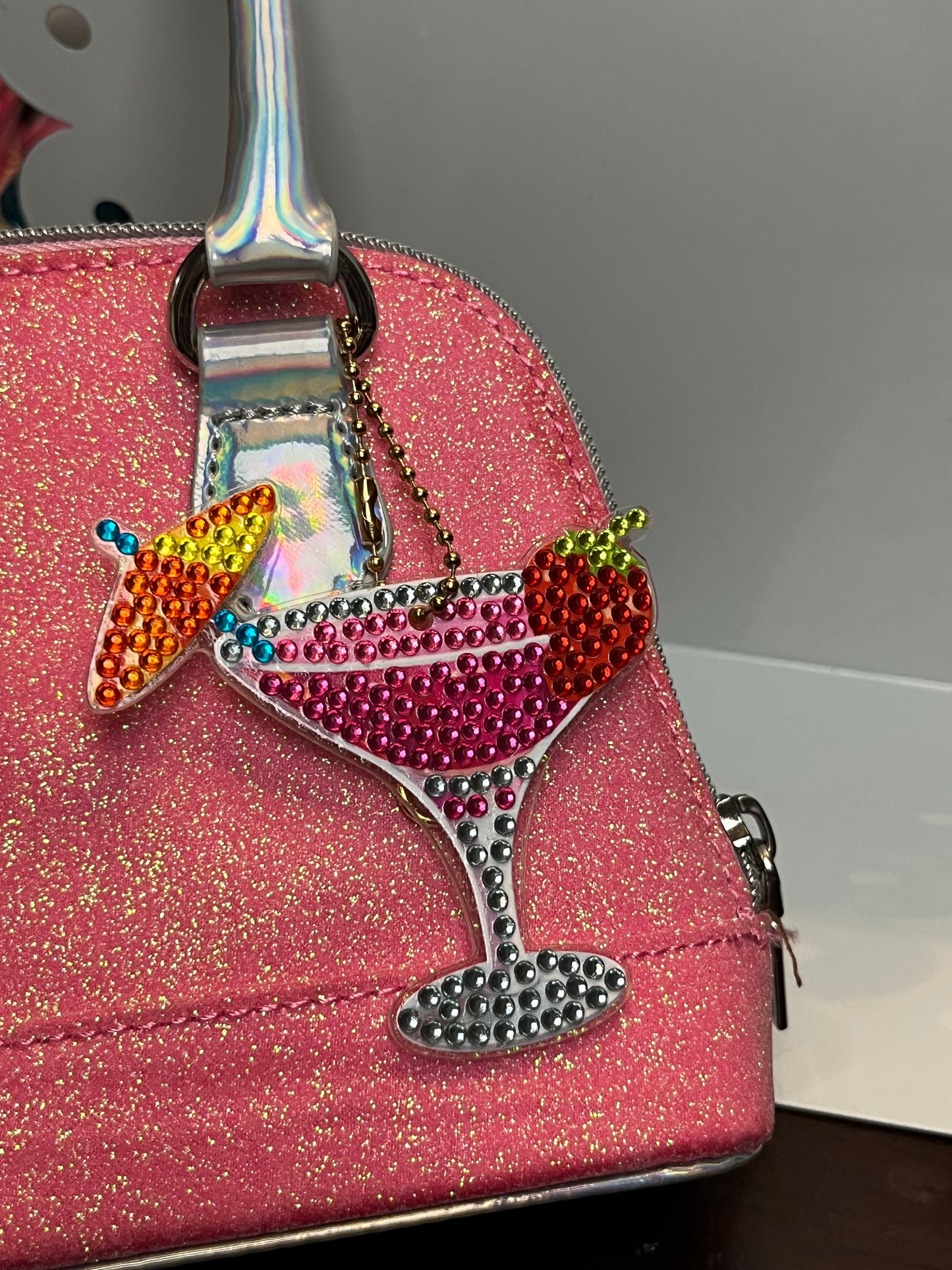 Strawberry Umbrella Drink Keychain