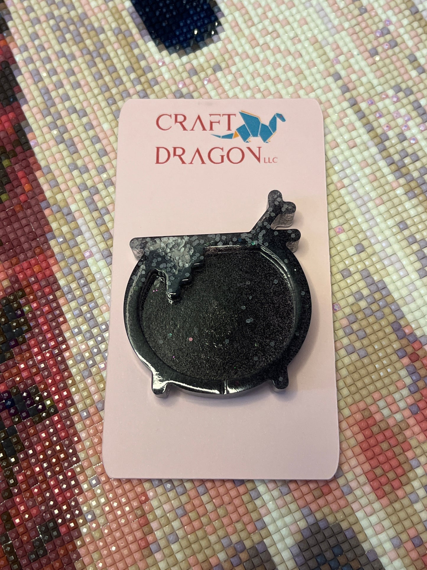 Resin Black Cauldron Trash Tray Cover Minder