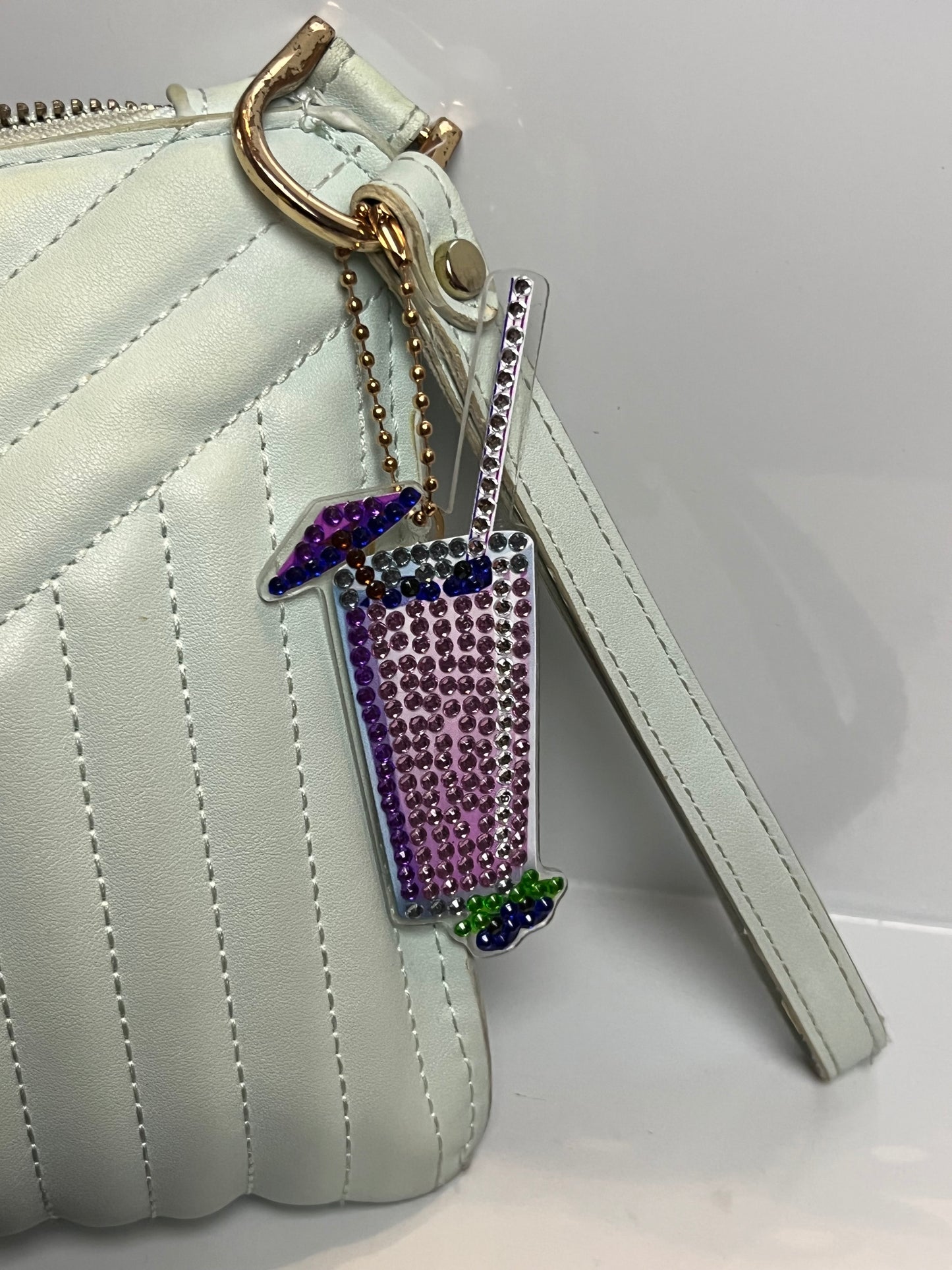 Tall Purple Umbrella Drink Keychain