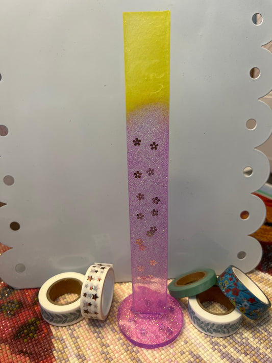 Resin Pink and Yellow Flower Washi Tape Holder – “Display Your Creativity in Style!”