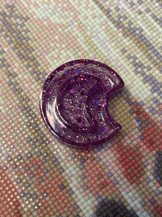 Resin Purple Glitter Moon Trash Tray Cover Minder