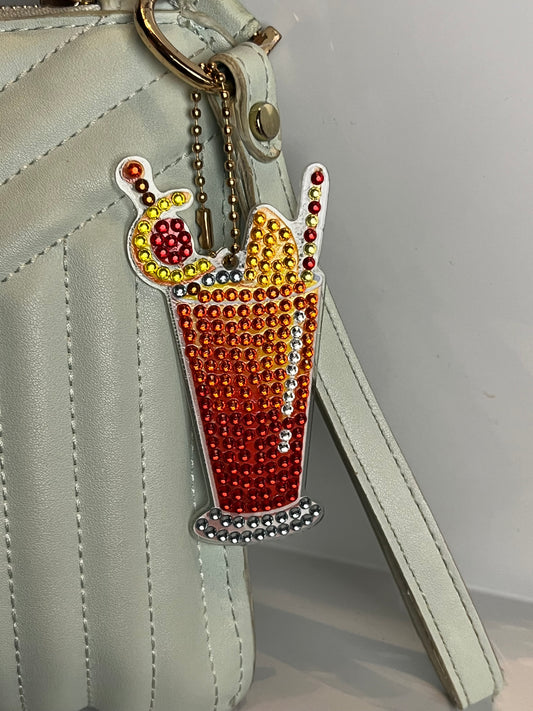 Lemon Twist and Cherry Garnish Drink Keychain