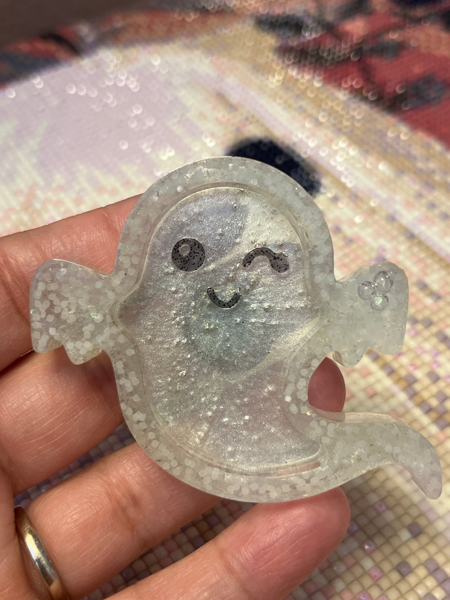 Resin Winking Ghost Trash Tray Cover Minder