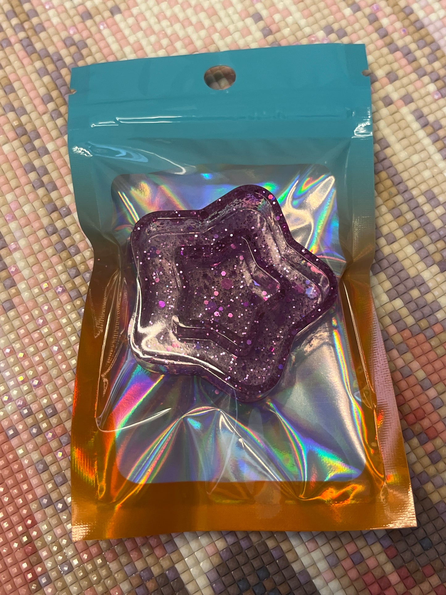 Resin Purple Glitter Star Trash Tray Cover Minder