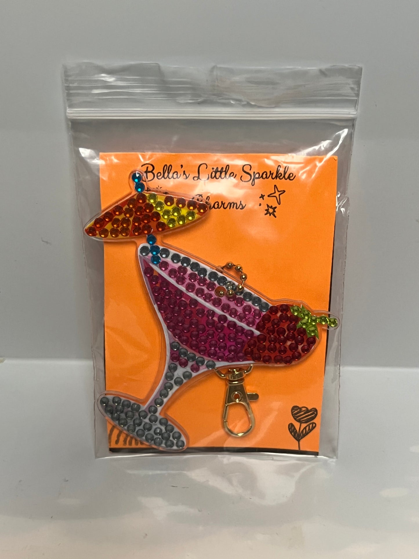 Strawberry Umbrella Drink Keychain