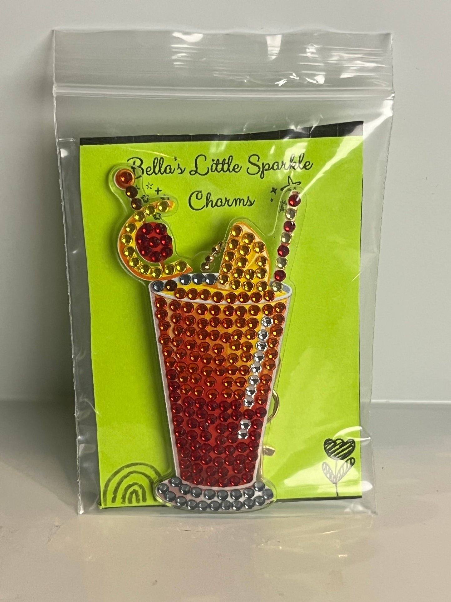 Lemon Twist and Cherry Garnish Drink Keychain