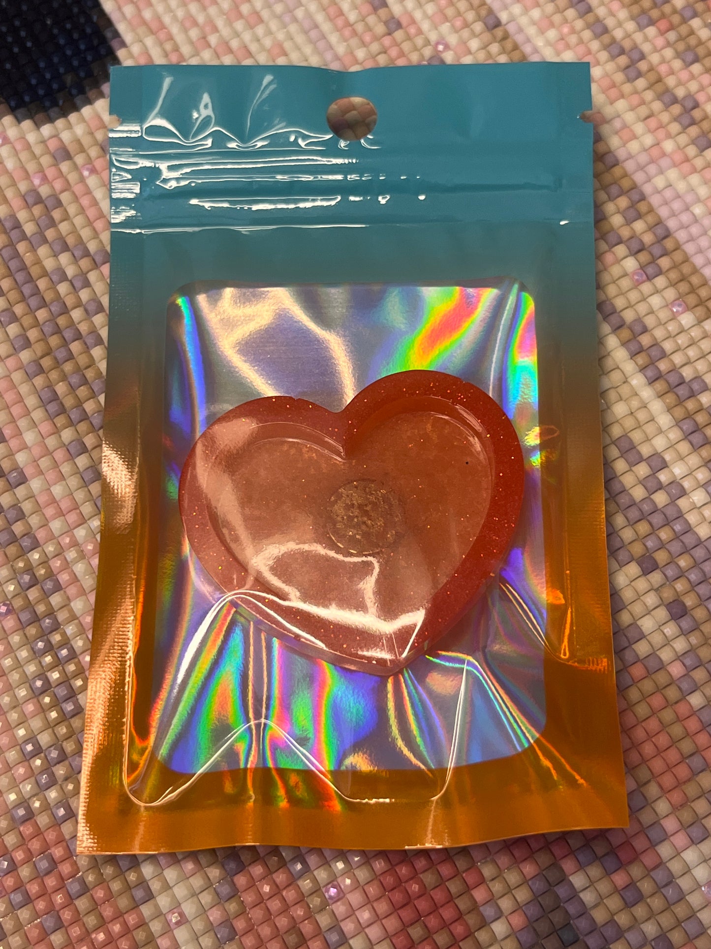 Resin Orange Red Heart Trash Tray Cover Minder