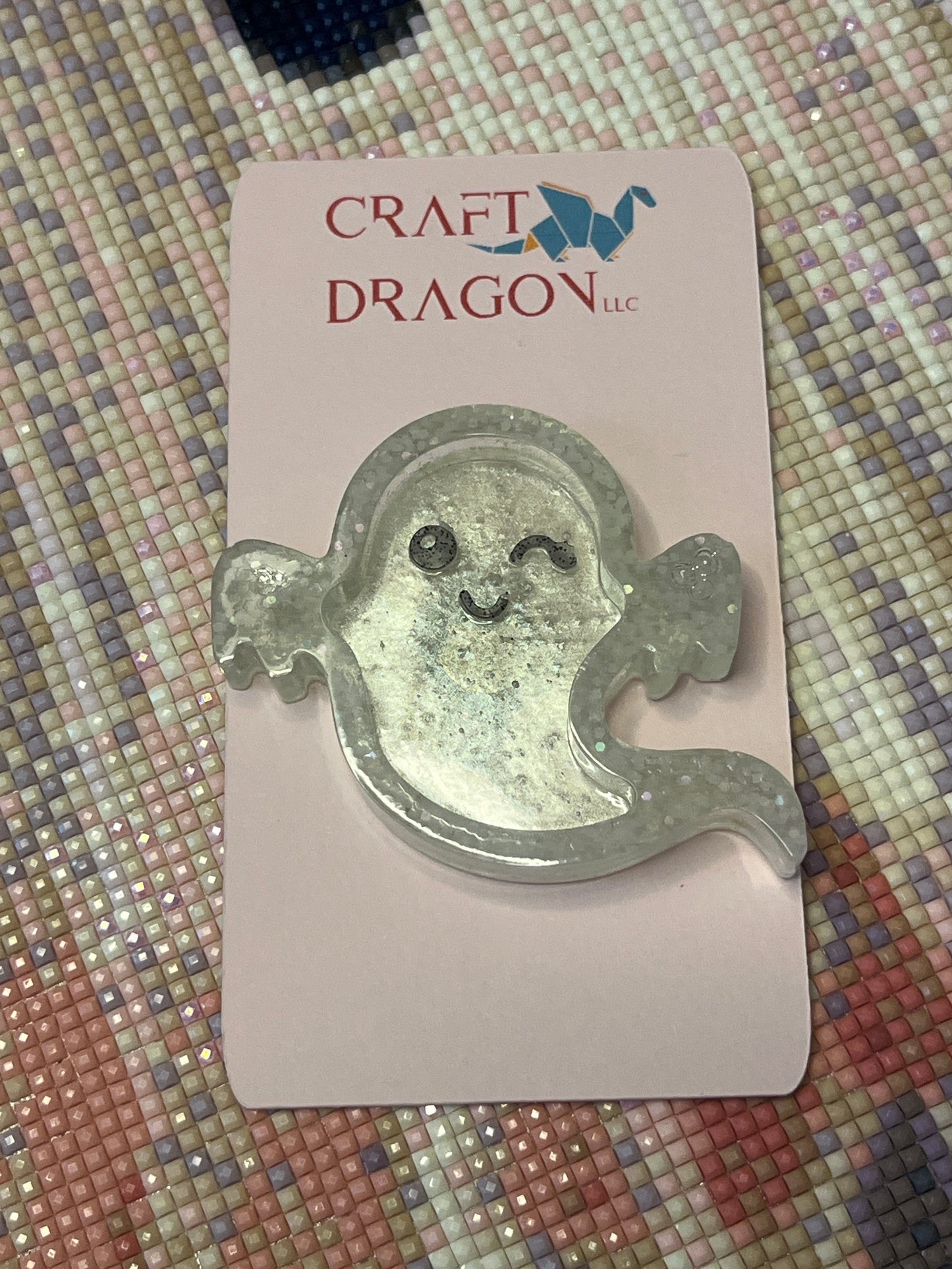 Resin Winking Ghost Trash Tray Cover Minder