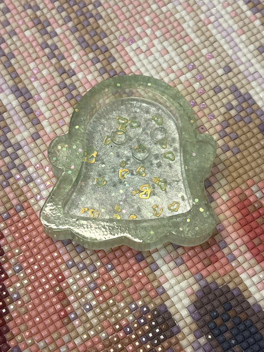 Resin Happy Ghost Confetti Trash Tray Cover Minder