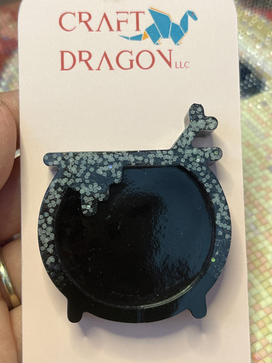 Resin Black Cauldron Trash Tray Cover Minder