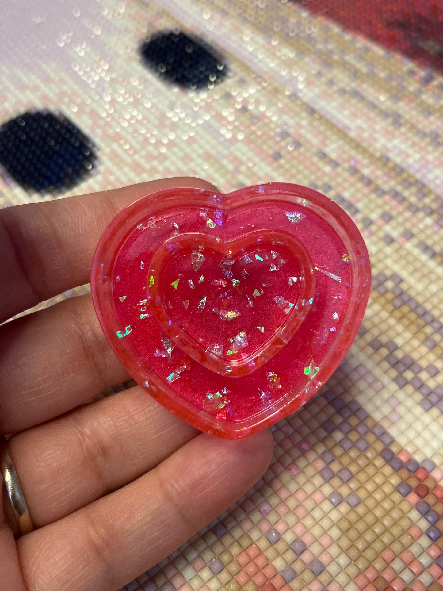 Resin Pink Heart Trash Tray Cover Minder