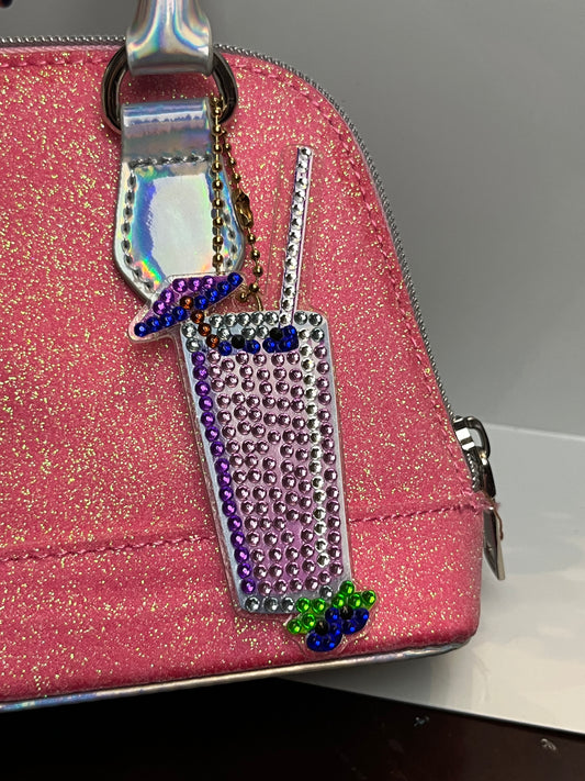 Tall Purple Umbrella Drink Keychain