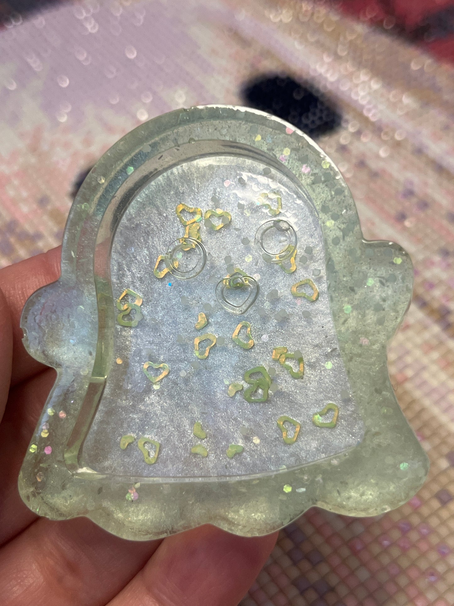 Resin Happy Ghost Confetti Trash Tray Cover Minder