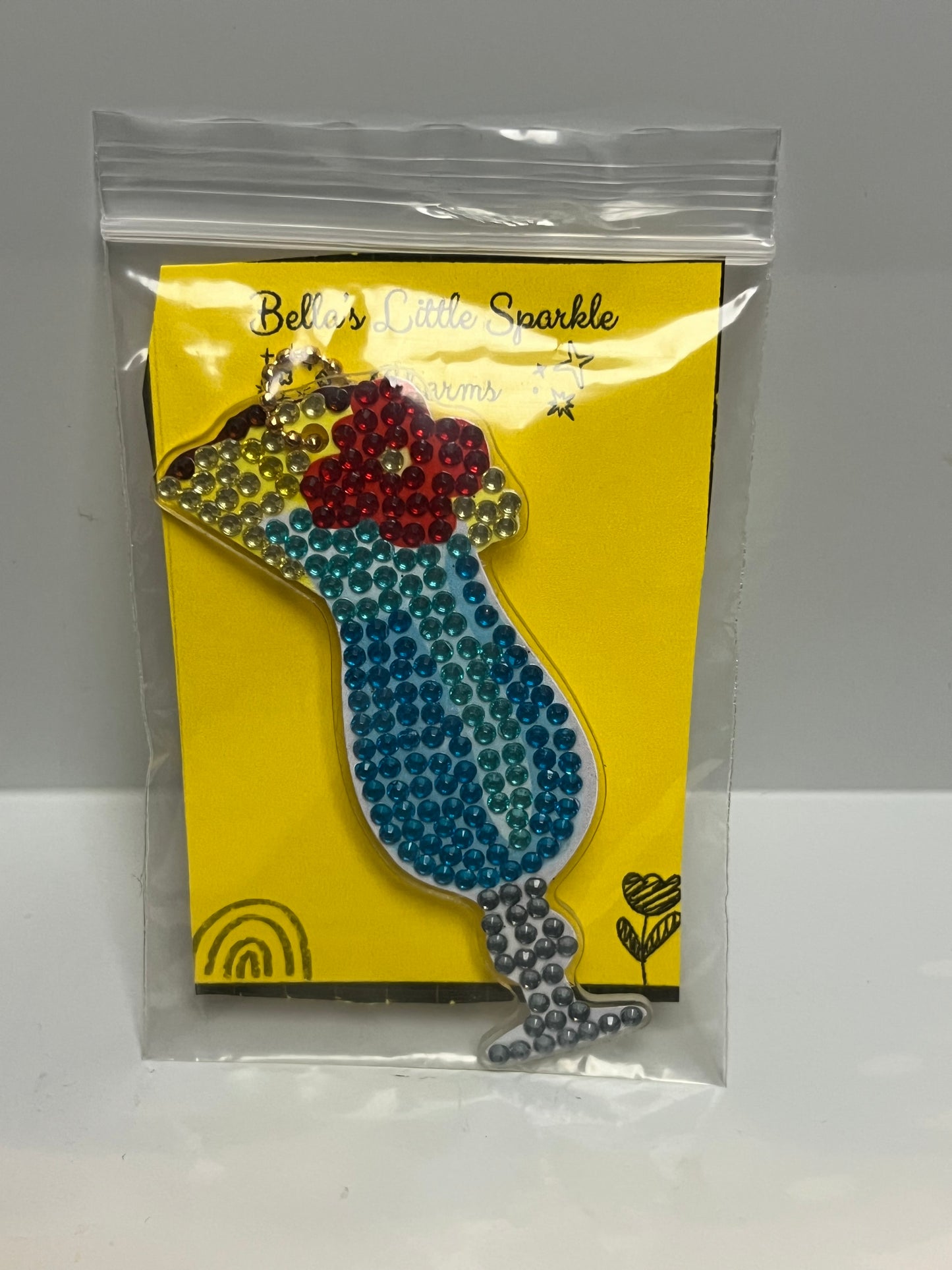 Tall Blue Tropical Drink Keychain
