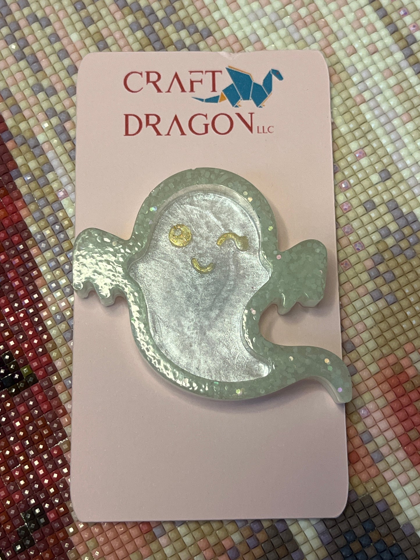 Resin Winking Yellow Eyes Ghost Trash Tray Cover Minder
