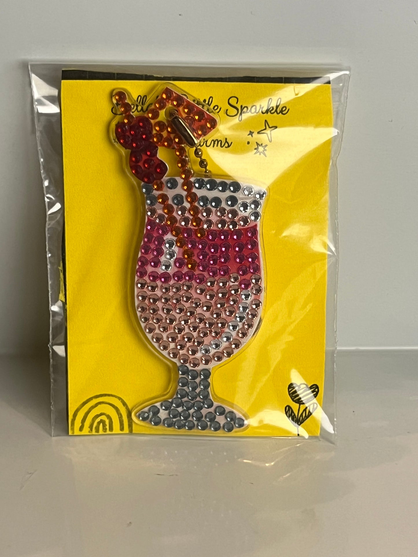 Pink Cherry Drink Keychain