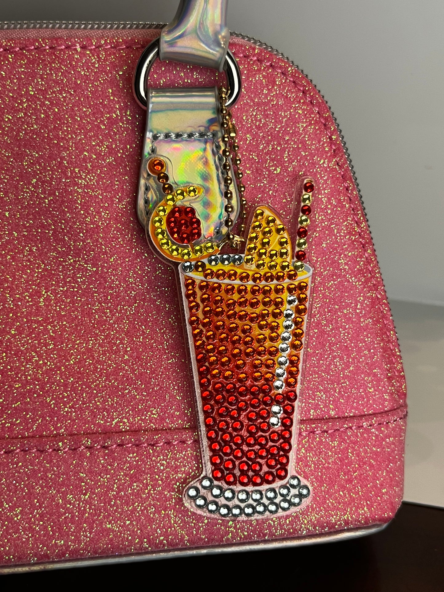 Lemon Twist and Cherry Garnish Drink Keychain