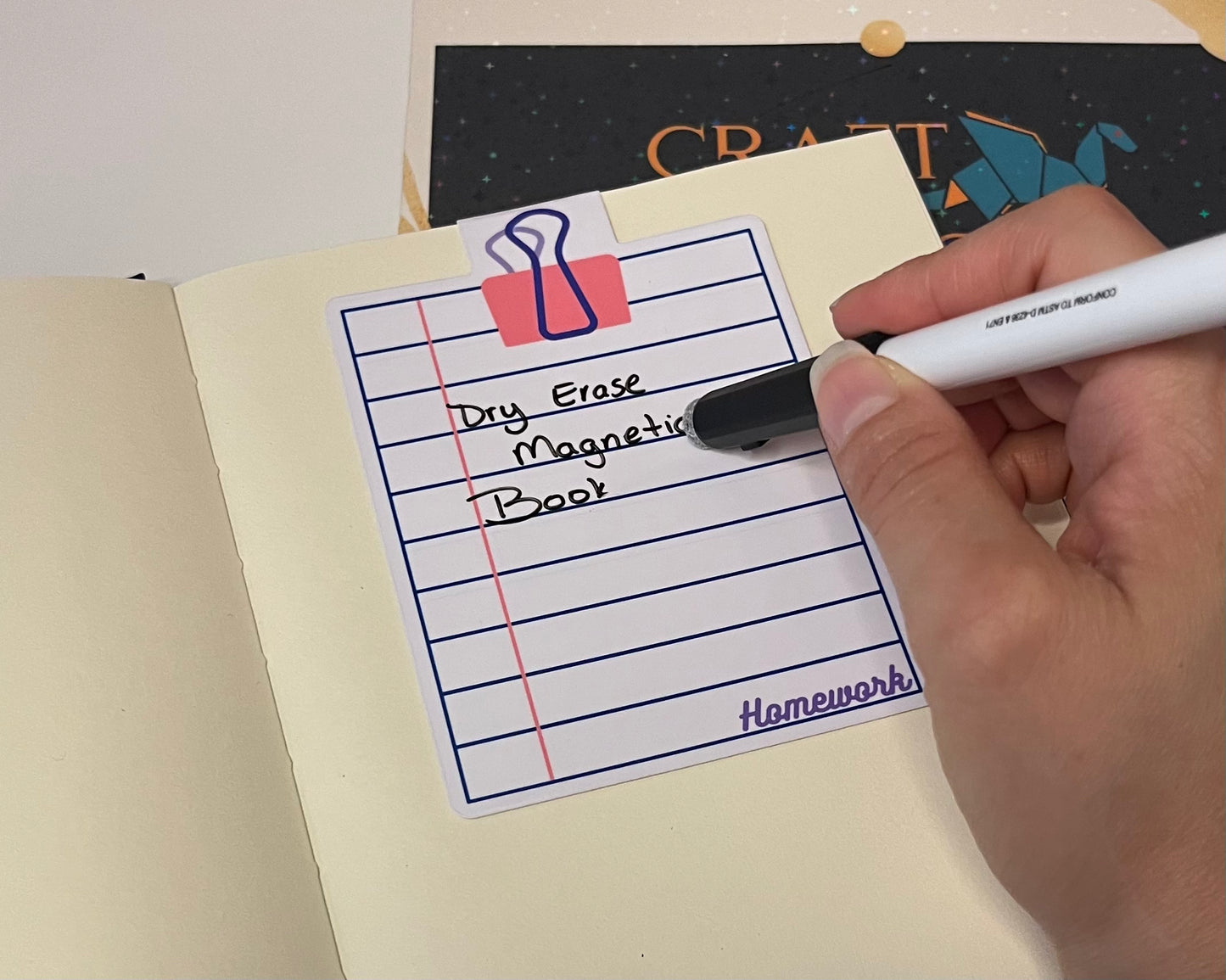 Dry Erase Magnetic Bookmark Pink Binder Clip Design