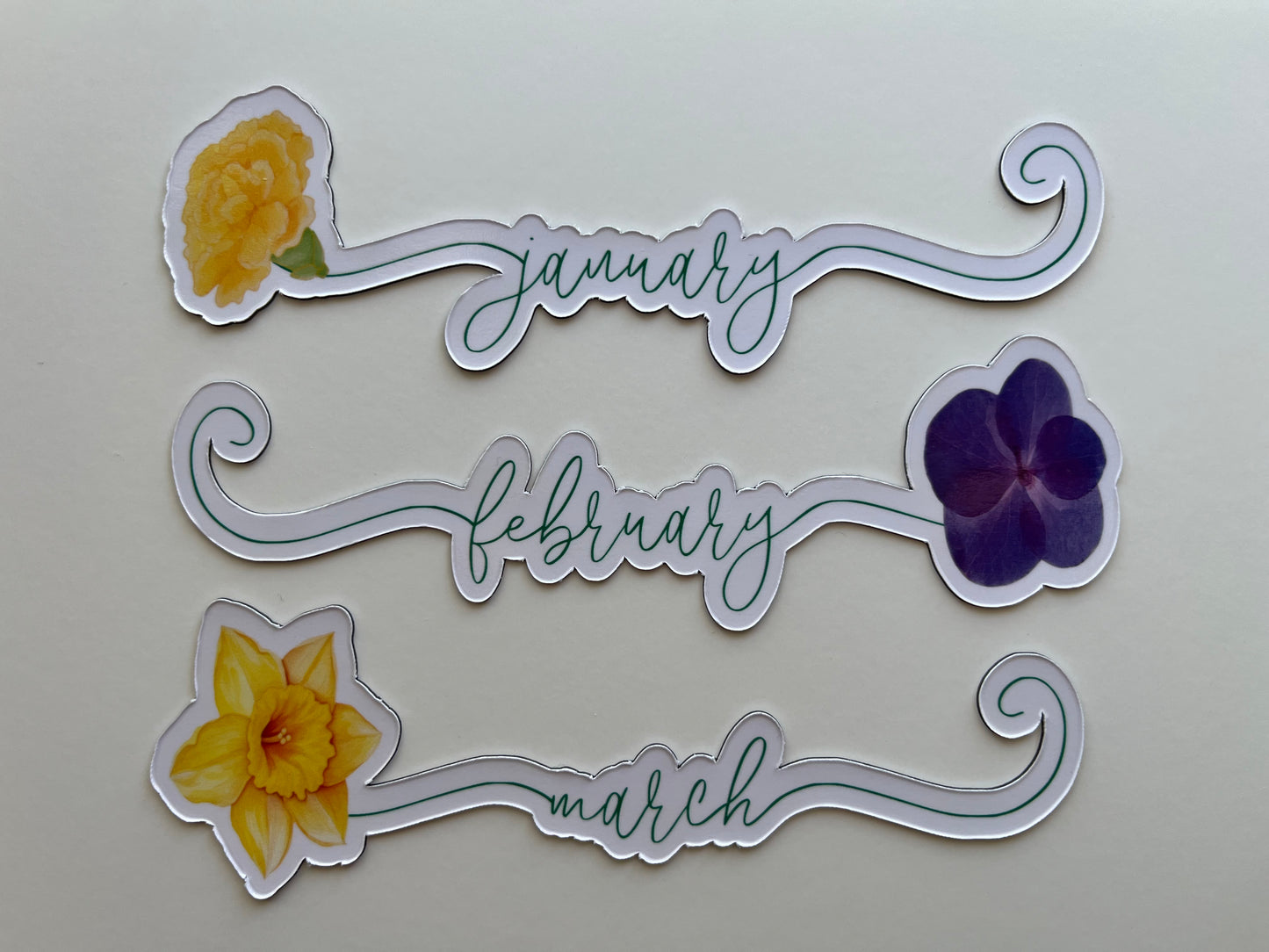 Flower Birth Month Calendar Magnets // Planner Months Magnets // Colorful Calendar Magnet Months