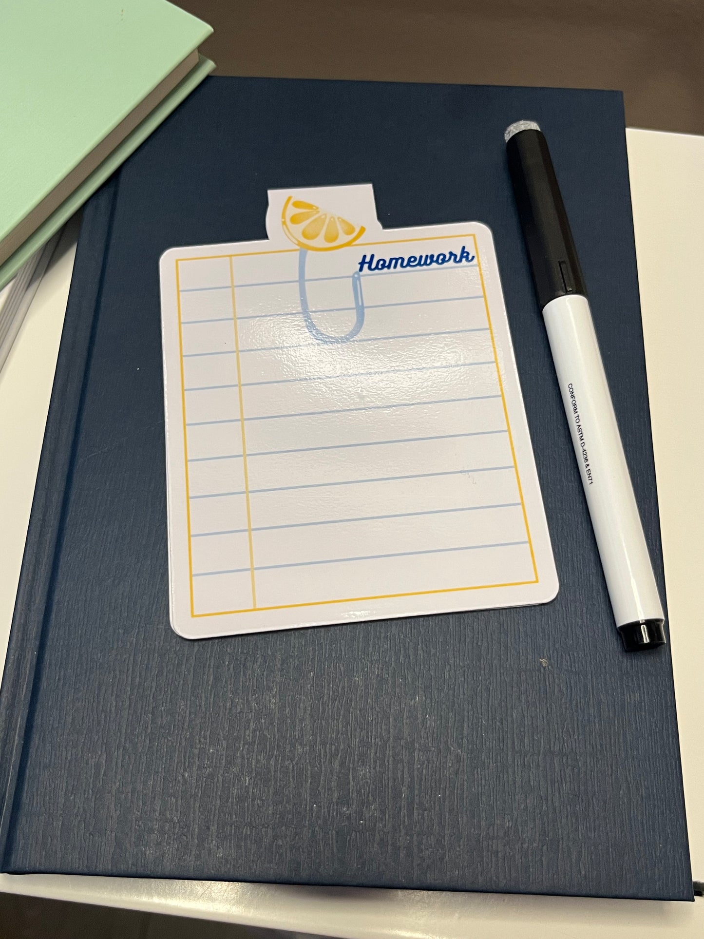 Dry Erase Magnetic Bookmark Lemon Paperclip Design