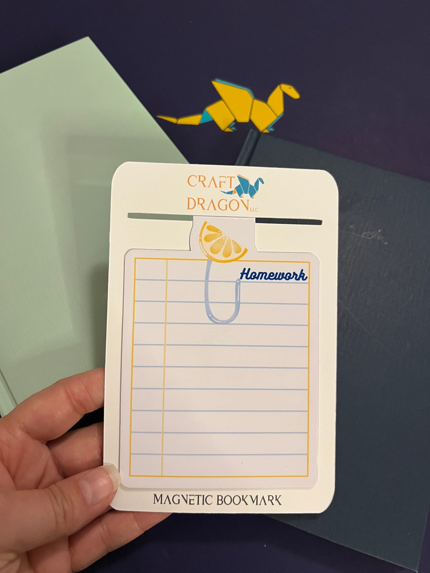 Dry Erase Magnetic Bookmark Lemon Paperclip Design