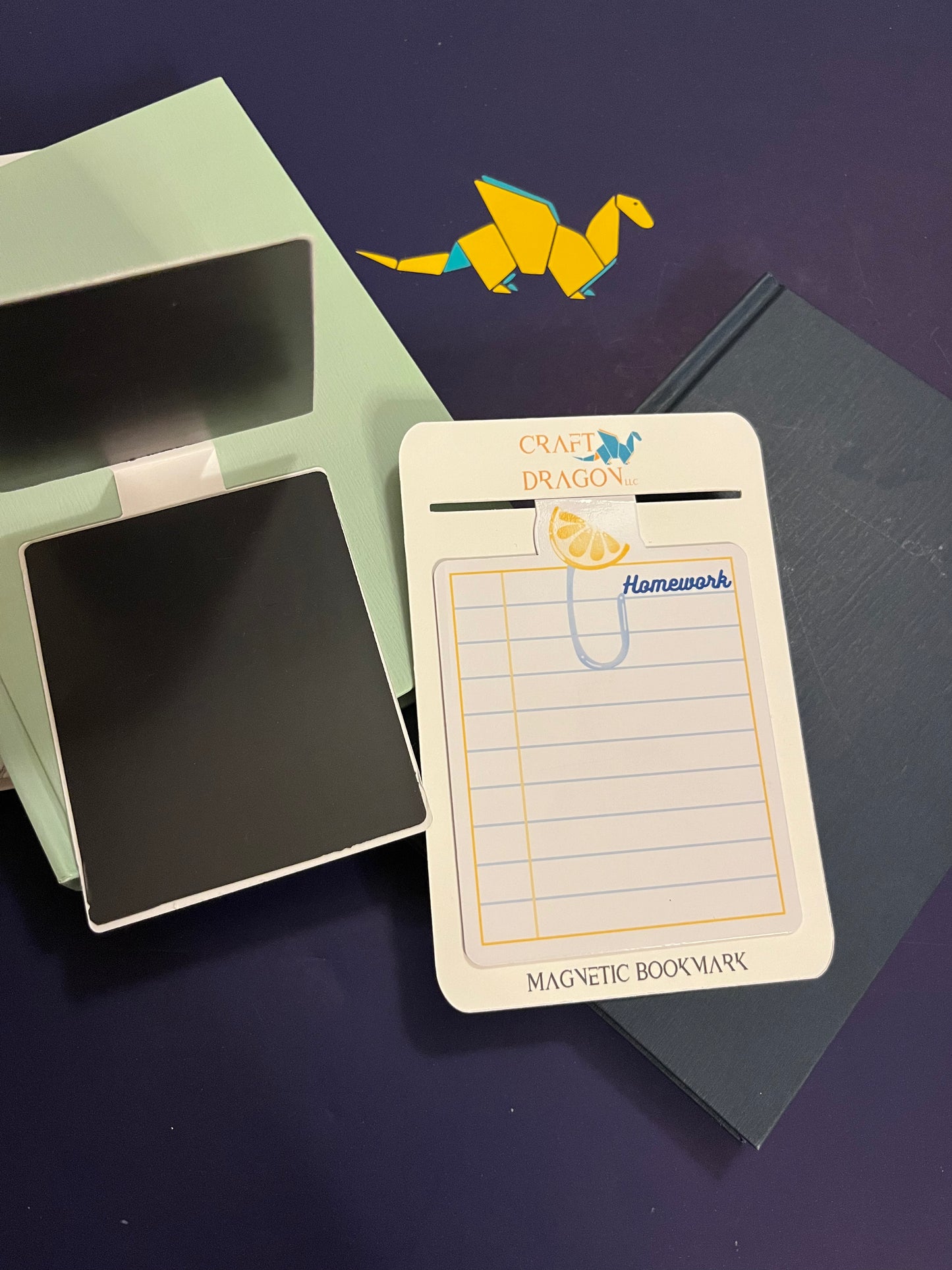 Dry Erase Magnetic Bookmark Lemon Paperclip Design