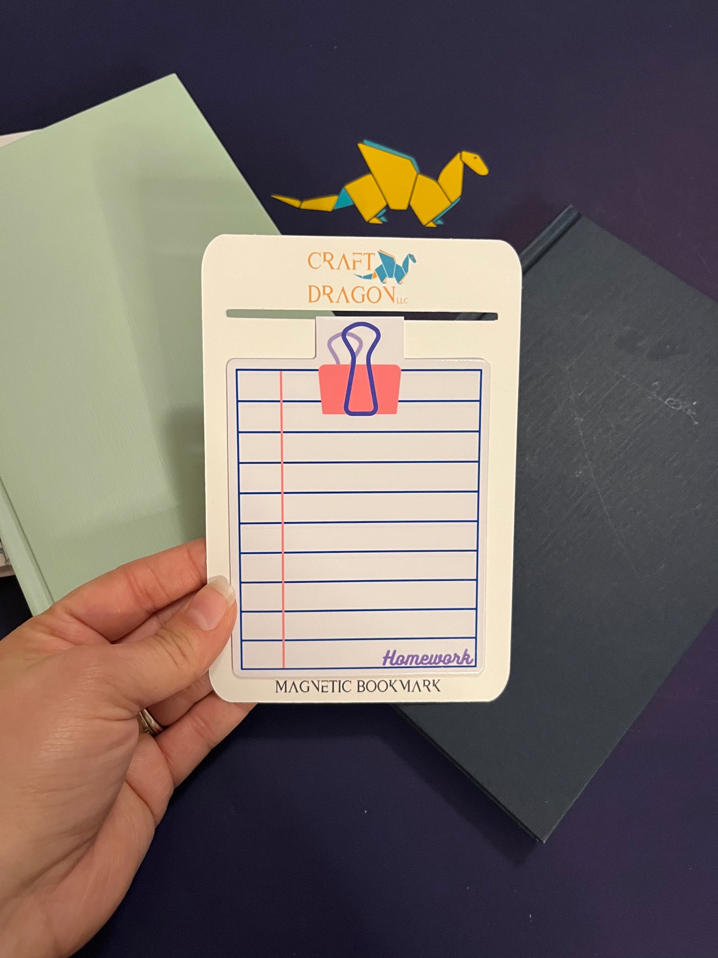 Dry Erase Magnetic Bookmark Pink Binder Clip Design