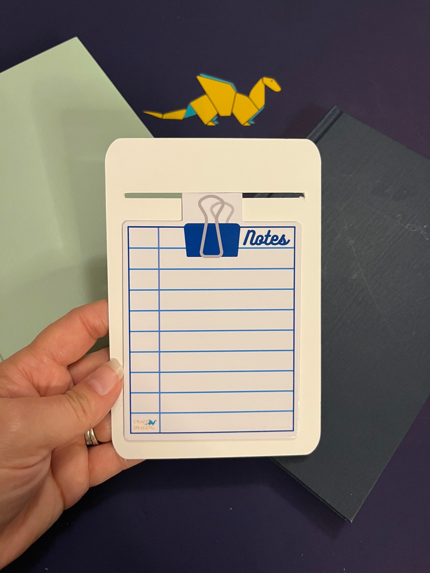 Dry Erase Magnetic Bookmark Blue Binder Clip Design