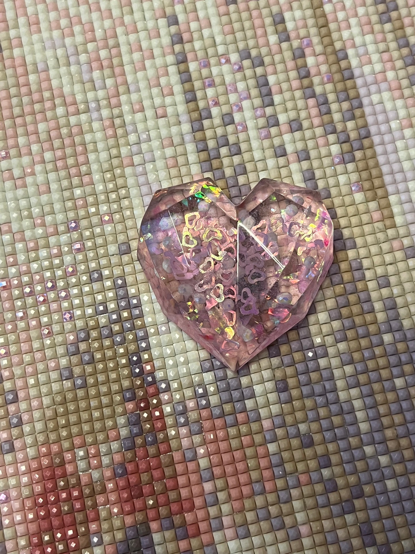 Resin Pink Confetti Heart Cover Minder