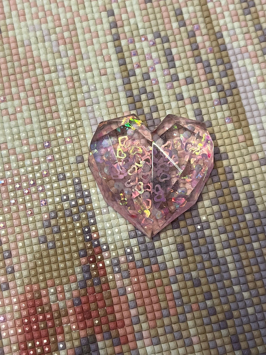 Resin Pink Confetti Heart Cover Minder