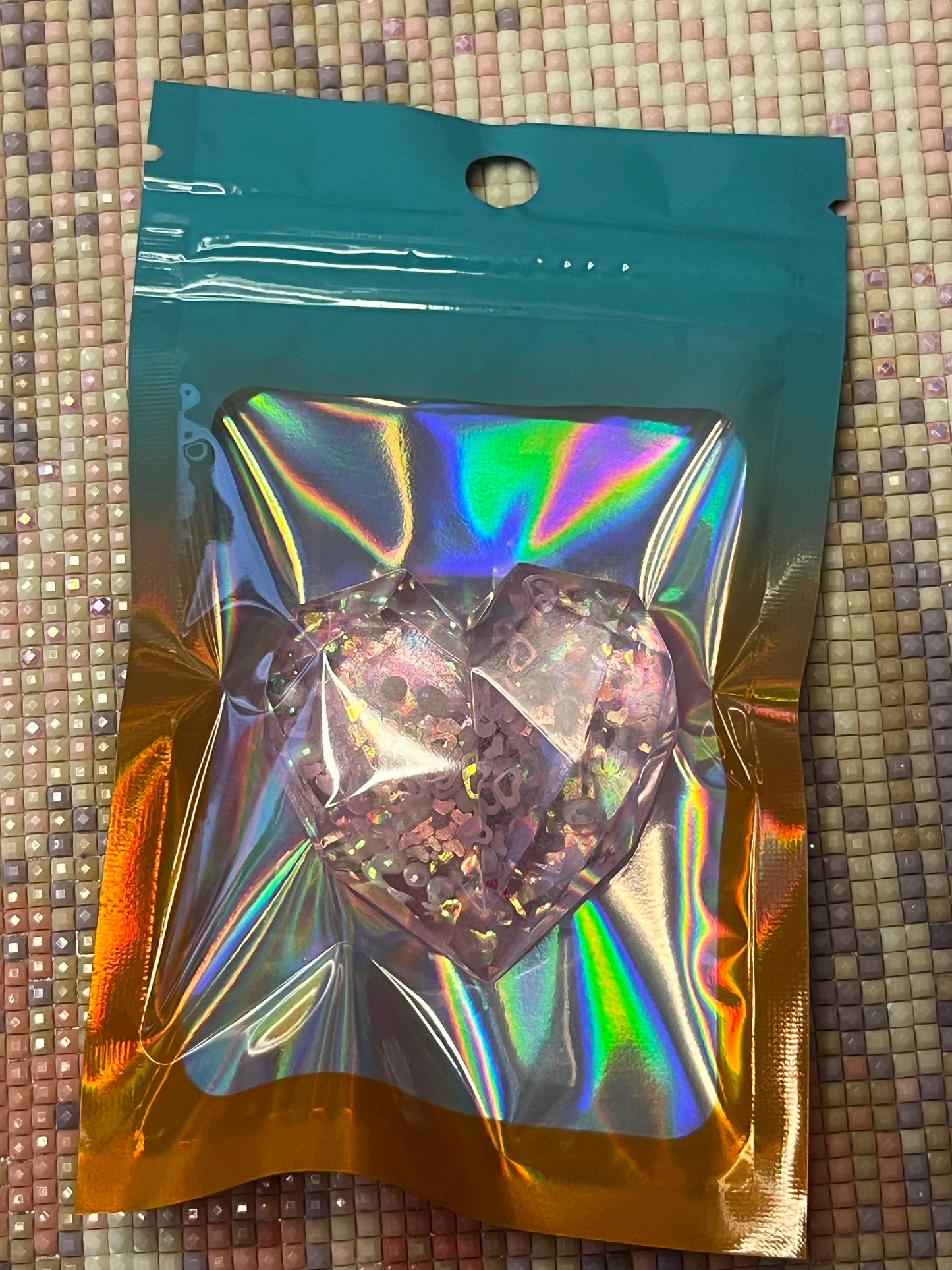 Resin Pink Confetti Heart Cover Minder