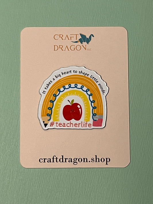 Rainbow Pencil & Ruler Teacher Magnet – 2"x2"
