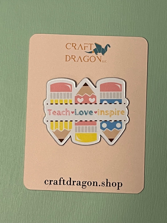 Teach Love Inspire – Colorful Pencil Monogram Magnet (2"x2")