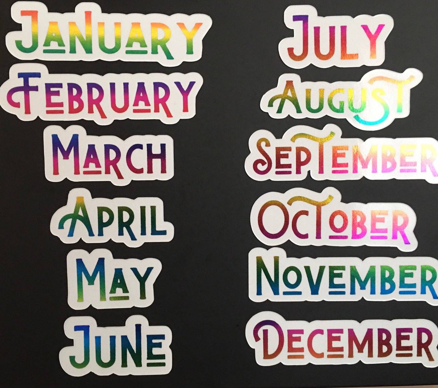 Rainbow Magnet Months // Perpetual Calendar Colorful Months Rainbow Foiled // Magnet Months for Calendar