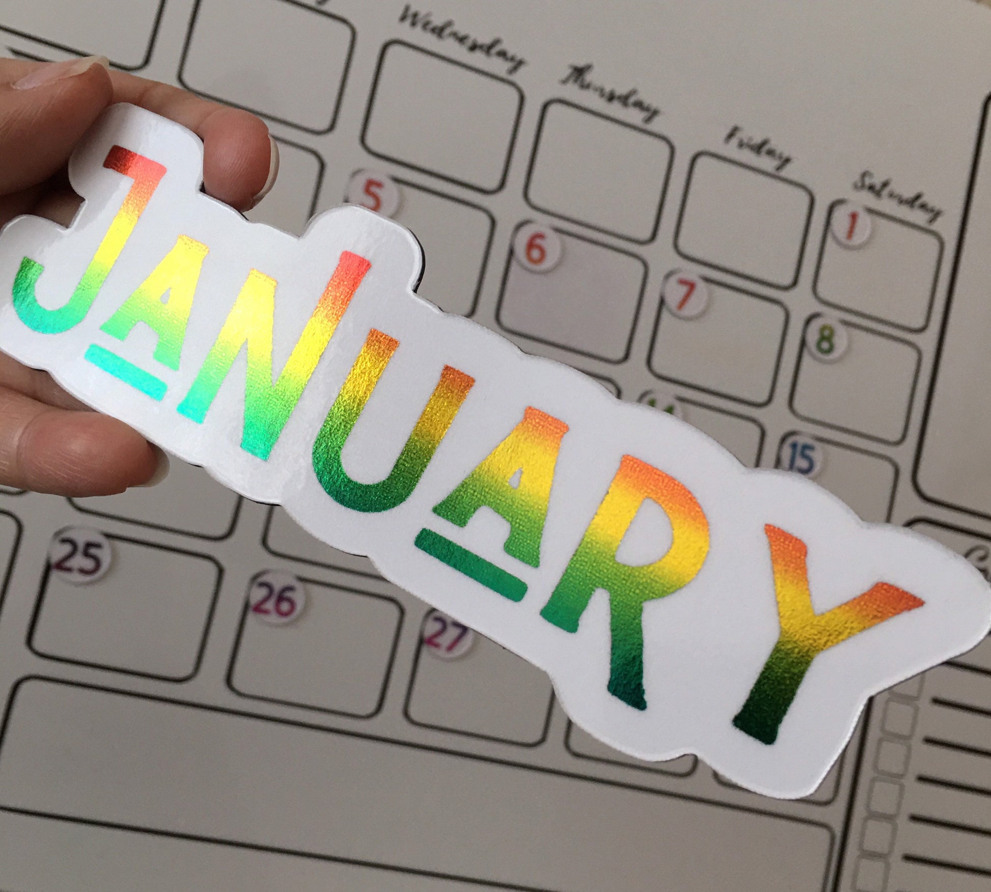 Rainbow Magnet Months // Perpetual Calendar Colorful Months Rainbow Foiled // Magnet Months for Calendar
