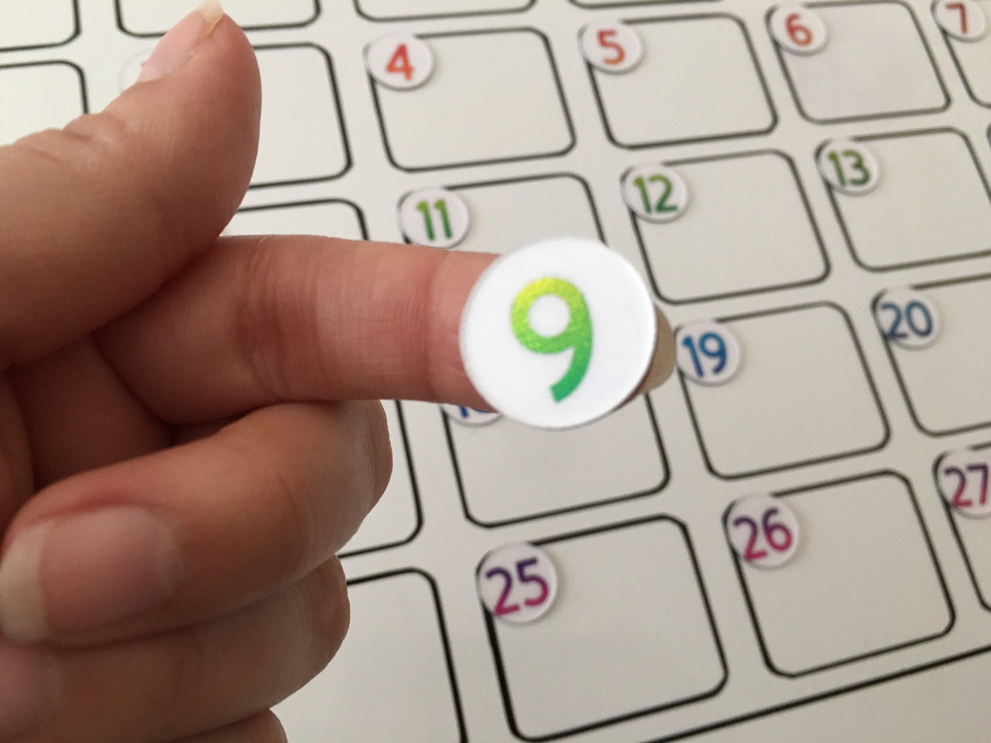 Rainbow Foiled Magnet Days // Perpetual Calendar Foil Magnet Numbers // Fancy Colorful Numbers