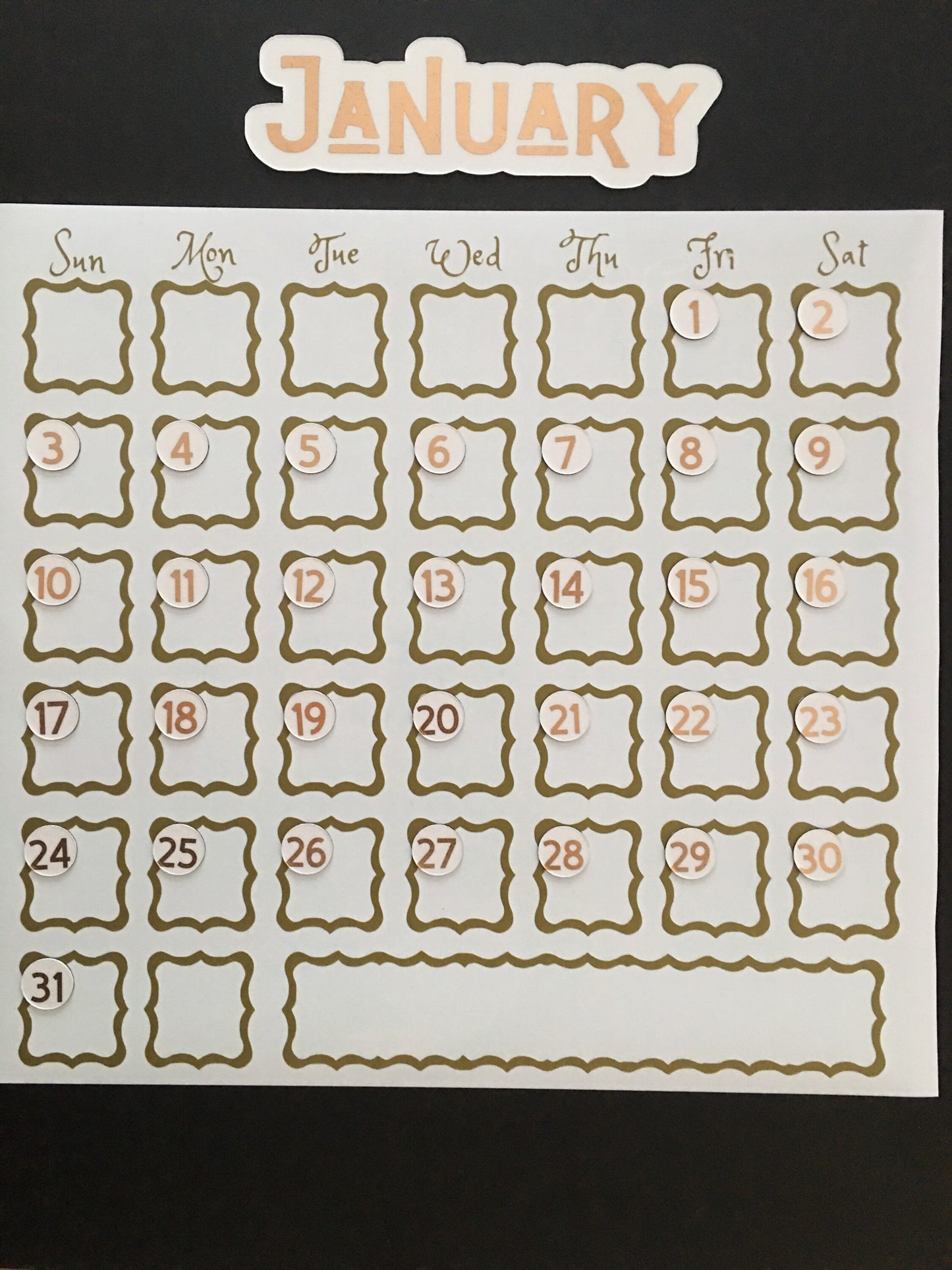 Rose Gold and Gold Foiled Number Magnets // Perpetual Calendar Foil Magnet Numbers // Fancy Calendar Magnets Days - DM Sans Font