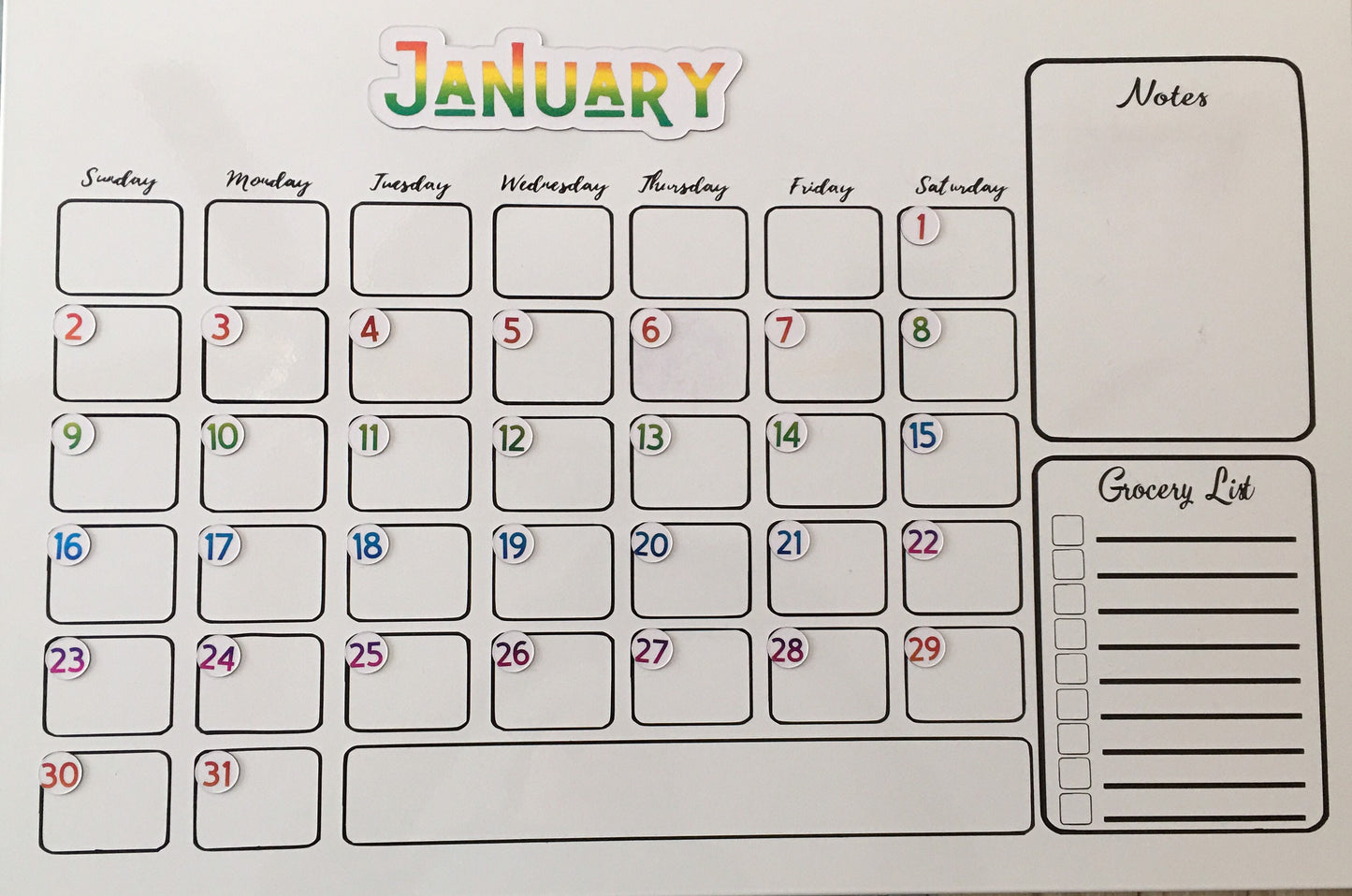 Rainbow Magnet Months // Perpetual Calendar Colorful Months Rainbow Foiled // Magnet Months for Calendar