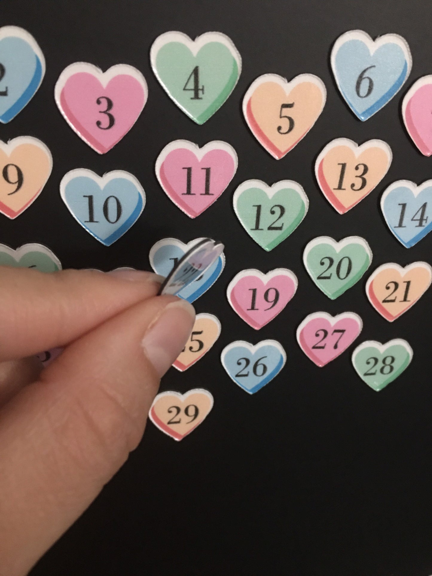 Candy Hearts Magnet Days // Valentine’s Day Heart Magnets // Love Fridge Magnets // Hearts Magnet Set Days 1-29