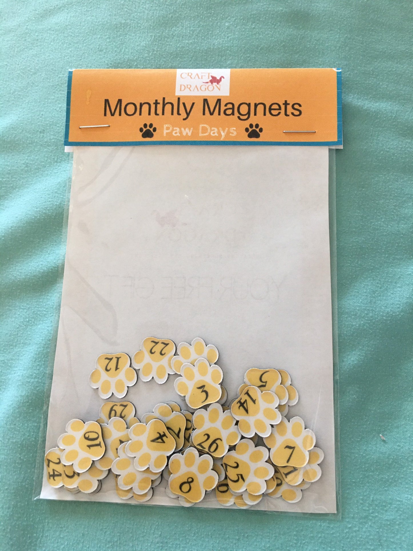 Dog Paw Magnet Days for Calendar // Dog Lover Day Magnets // Magnet Calendar Days Set