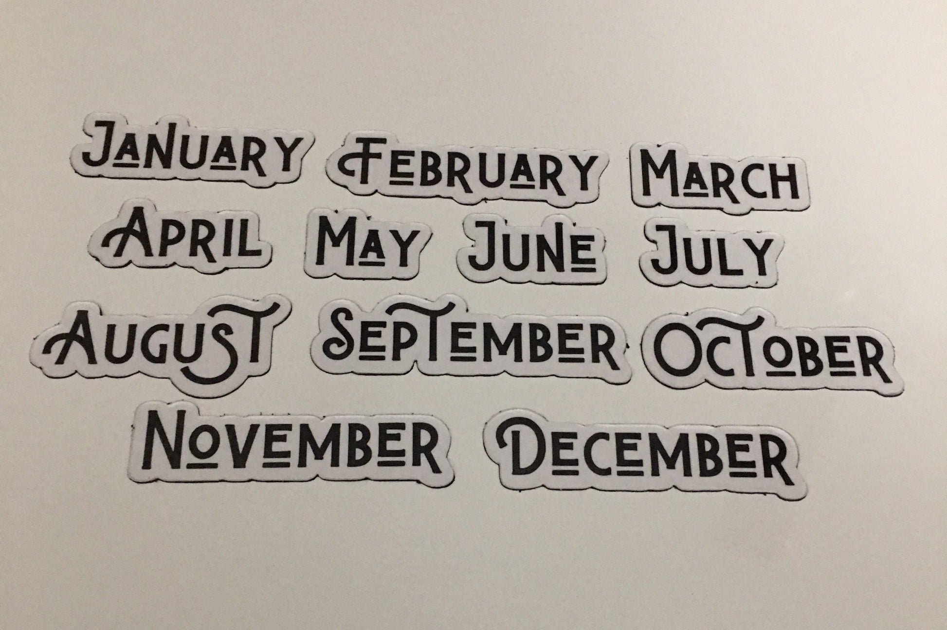 Magnetic Calendar Months in Black // Fancy Magnet Months // Perpetual Calendar Months